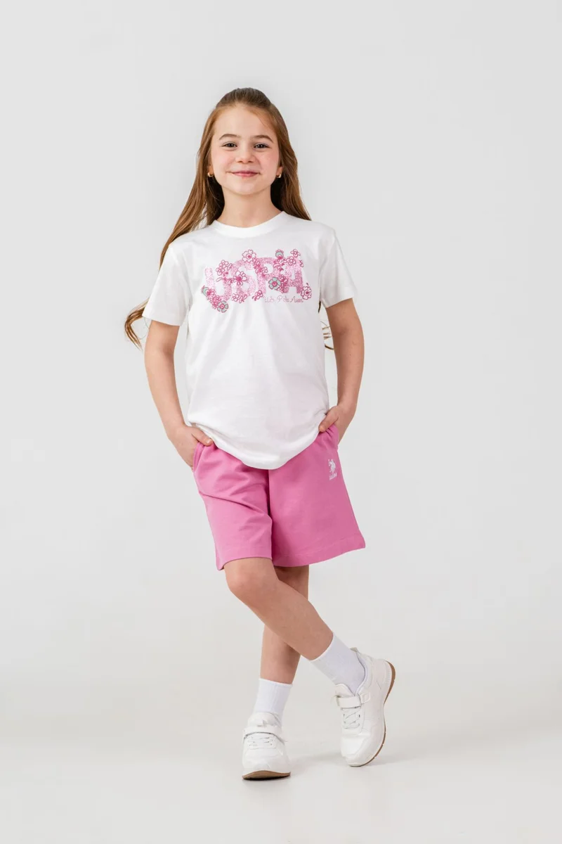 يو اس بولو اسن U.S. Polo Assn. Girls White Shorts Set